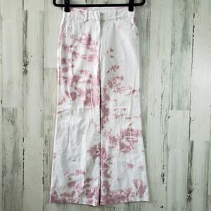 Theory Crinkle Tie Dye Dusty Rose w/ Blue Flecks Slacks Pants Women's Size 0